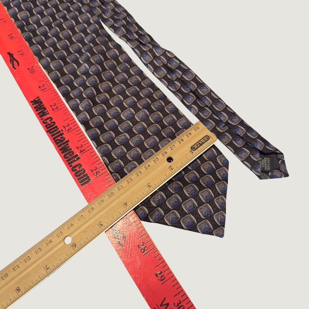 Dockers Tie Blue Grey Geometric Silk Vintage 90s OS Necktie Business 58x4" - Picture 3 of 5
